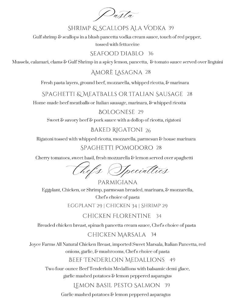 Amore Fine Italian Ristorante Menu image 3