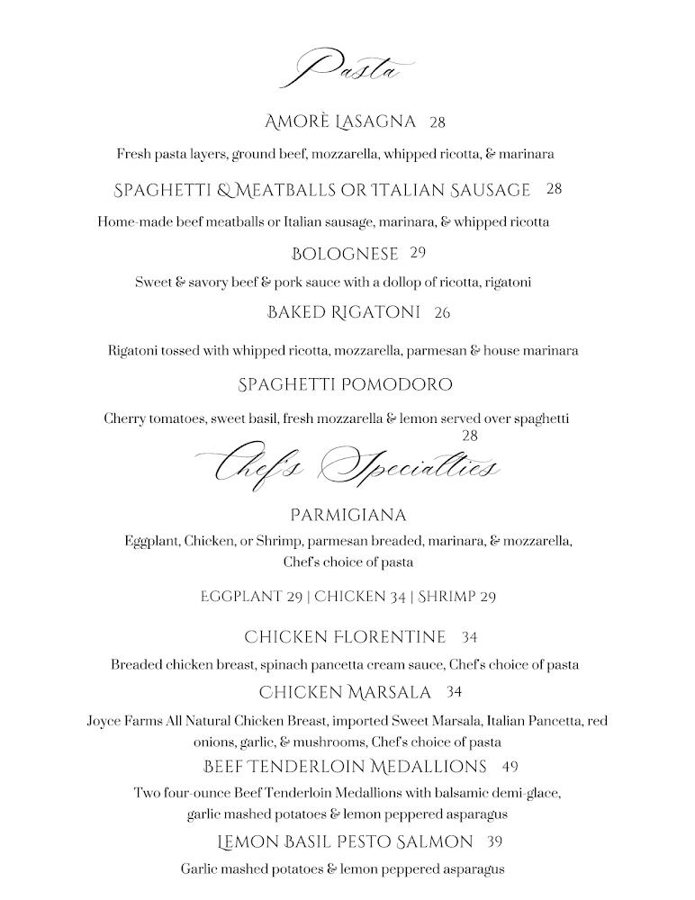 Amore Fine Italian Ristorante Menu image 4